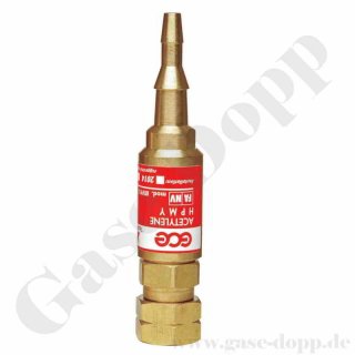 Schnellkupplung Sauerstoff mit  6 mm Schlauchans. + Gasrücktrittsicherung - 15 bar - GCE KAYSER 64400