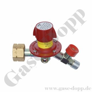 Propan Druckminderer Kleindruckregler 0,5- 4 bar bis 14 kg/h Ausgang G 3/8 LH mit Schlauchbruchsicherung