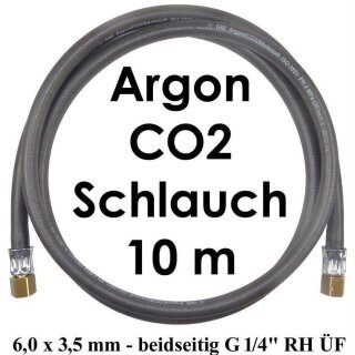 Argon CO2 Schlauch - beidseitig G 1/4" RH ÜM -  Länge 10,0 m