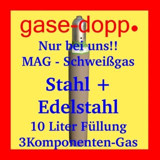 MAG Schweißgas - 10 L Füllung - Stahl und Edelstahl mit nur einen Gas schweißen - MAG-E-S-S  nur Füllung