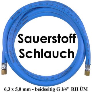 Sauerstoff Schlauch - beidseitig G 1/4" RH ÜM - Ø 16 mm Länge 5,0 m