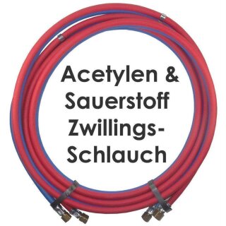 Acetylen Sauerstoff Zwillingsschlauch - Ø 12 mm Länge 4,0 m
