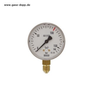 Manometer Sauerstoff 0 - 100 / 160 bar G 1/4" ø 63 mm senkrecht CL 2,5 - WIKA