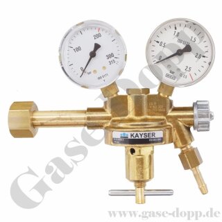 Argon CO2 Druckminderer 200 bar / 0 - 2,5 bar mit Manometer 0-2,5 bar - KAYSER 14223N-DOP