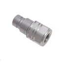 Hydraulikkupplung Steckkupplung Stecker Leckölarm FF Flat Face flach dichtend - Baugröße BG 3 - Anschluss G 1/2" IG - Stecker ADØ 24,5 mm für Muffe ID Ø 38 mm - 350 bar - Stahl verzinkt