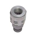 Hydraulikkupplung Steckkupplung Stecker Leckölarm FF Flat Face flach dichtend - Baugröße BG 3 - Anschluss G 1/2" IG - Stecker ADØ 24,5 mm für Muffe ID Ø 38 mm - 350 bar - Stahl verzinkt