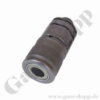 Hydraulikkupplung Steckkupplung Muffe Leckölarm FF Flat Face flachdichtend - Baugröße BG 2 AD Ø 32 mm - Anschluss M18x1,5 AG L12 - für Stecker Zapfen ø 19,7 mm - 350 bar - Stahl verzinkt