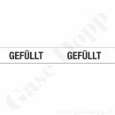 Klebeband bedruckt "GEFÜLLT" - 25 mm x 66 m - BOPP weiß - Klebstoff Acrylat