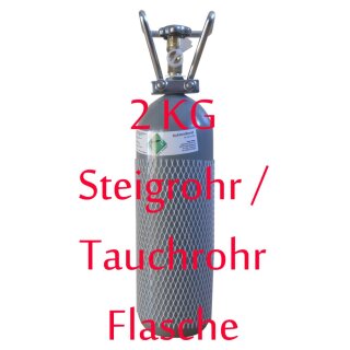 CO2 2 KG Lebensmittel Kohlendioxid E290 Kohlensäure Steigrohr Flasche neu + gefüllt