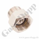 Restdruckadapter W24,32x1/14" AG x W24,32x1/14" IG - DIN 477-1 Nr.10 - Fülladapter mit PIN Eindrücker für Stickstoff Flaschen mit Restdruckventil - 200 bar - Messing vernickelt