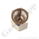 Adapter W24,32x1/14" IG x G 5/8" IG - DIN477-1 Nr.10 x DIN477-1 Nr.13 - Muffe Stickstoff IG x Druckluft IG -  200 bar - Messing vernickelt