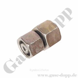 Doppelverbinder S8 x S8 - M16x1,5 IG x M16x1,5 IG - Muffe mit beidseitiger Überwurfmutter vormontiert einstellbar - GVO - 600 bar - Stahl