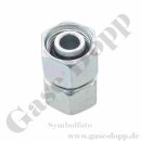 Doppelverbinder S8 x S8 - M16x1,5 IG x M16x1,5 IG - Muffe mit beidseitiger Überwurfmutter vormontiert einstellbar - GVO - 600 bar - Stahl