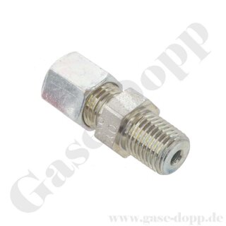 Einschraubverschraubung RVS 6 mm x 1/2" NPT AG - L6 Schneidringverschraubung Rohrverschraubung - 315 bar - Stahl