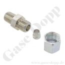 Einschraubverschraubung RVS 6 mm x 1/2" NPT AG - L6 Schneidringverschraubung Rohrverschraubung - 315 bar - Stahl