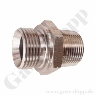 Doppelnippel G 1" AG x 1" NPT AG - Gewindenippel G 1“-11 AG x 1“-11,5 NPT AG - 400 bar - Edelstahl