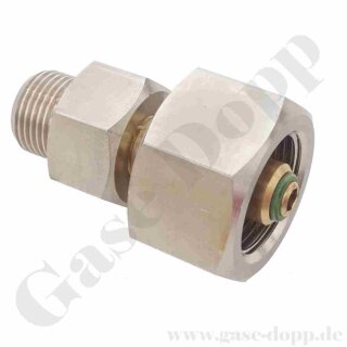 Adapter W21,8x1/14" AG x W30x2 IG - 300 bar Adapter DIN477-1 Nr.6 x MultiAdapter DIN 477-5 Nr. 54 56 59 - Argon Inertgas Druckluft 300 bar auf W21,8x1/14" AG Argon Edelgas - Multiadapter