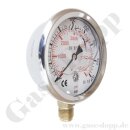 Manometer 0 / 400 - Ø 100 mm - KL 1.0 - Edelstahl - Glyzerin gefüllt - Anschluss G 1/2" unten