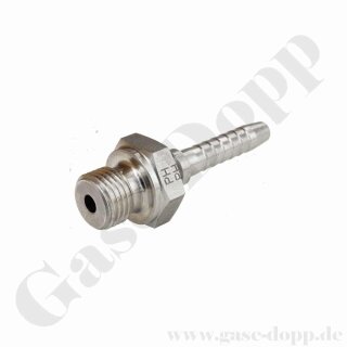 Schlaucharmatur DN6 x G 1/4" AG fld - flachdichtend - Universal Pressnippel für DN6 1/4" Schlauch - Edelstahl