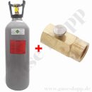 CO2 10 kg Steigrohr Flasche kurz neu + gefüllt - Lebensmittel Kohlendioxid E290 - Importflasche + Sodastream Fülladapter - TÜV min. bis 2033 (Stand 2024)