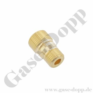Doppelnippel G 3/8" LH AG x G 1/2" LH AG - Messing Doppelnippel für Ausgang Druckminderer G 1/2" LH