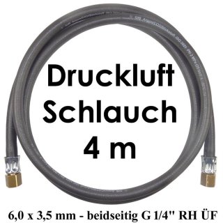 Druckluft Schlauch 4 m - 6,0 x 3,5 mm 20 bar beidseitig G 1/4" RH ÜF