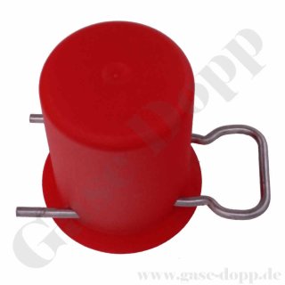 Schutzkappe Rot mit Sicherungsbügel für Propangasflasche 3 / 5 / 11 kg
