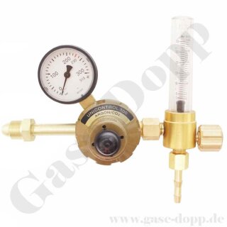 Argon Druckminderer 200 bar 3 - 30 l/min mit Flowmeter - Anschluss Italien UNI 4412 - W24,51 x 1/14" EXT - Unicontrol 100 Singleflow - GCE RHÖNA