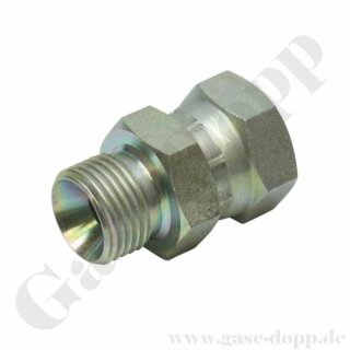 Reduzierung G 1/8" AG x G 1/4" IG ÜM - Adapter 60° konisch dichtend - vormontiert einstellbar - 350 bar - Stahl