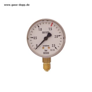 Manometer Acetylen 0 - 1,5 / 2,5 bar G1/4" ø 63mm senkrecht CL 2,5 - WIKA