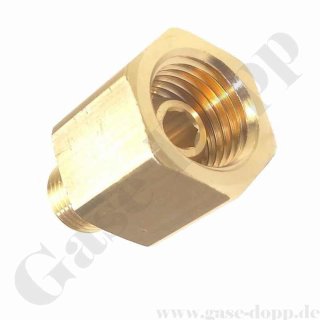 Reduzierung G 1/4" AG x G 1/2" IG ÜM - 2 teilig - ÜM Seite mit Innenkonus 45°  konisch dichtend