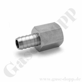 Schlauchtülle 3,2 mm - 3,8 mm x 1/4" NPT IG - Edelstahl - Gewindetülle mit Schlauchanschluss / Adapter Schlauch Rohrstutzen