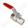 Kugelhahn für Wasserstoff / brennbare Gase G 1/2" RH IG x 1/2" RH IG - Griff Handhebel rot - DN15 - PN 40 bar - Messing vernickelt