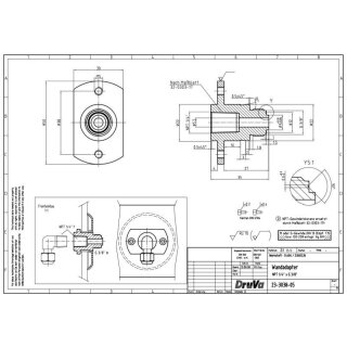 Rückwandeinbau Adapter für Labor Entnahmedruckminderer - für 8 - 10 mm Wandstärke - G 3/8" AG x 1/4" NPT IG - Länge 39 mm - Messing - GCE DRUVA EMD31000 H23303803