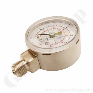 Manometer Ø 50 mm 0 - 6 bar / 4 bar - G 1/4" AG Anschluss (6 Uhr) - Messing verchromt