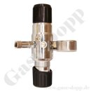 Leitungsdruckminderer 200 bar - bis 1 bar regelbar - 2-stufig - IN / OUT NPT 1/4" IG - 6 Port - Eingang Rechts - 3 m³/h - ohne Sicherheitsüberdruckventil - Messing verchromt 6.0 - GCE DruvaPUR LPLLVDJ