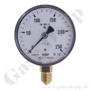 Manometer 0 - 250 mbar - Ø 63 mm - Kapselfedermanometer KL 1.6 - Edelstahl - Anschluss G 1/4" unten