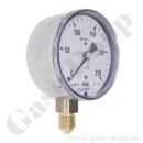 Manometer 0 - 250 mbar - Ø 63 mm - Kapselfedermanometer KL 1.6 - Edelstahl - Anschluss G 1/4" unten