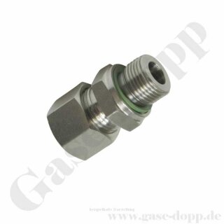 Einschraubverschraubung - RVS 8 mm x G 1/4" AG - S8 Schneidring 8 mm Rohrverschraubung - weichdichtend - 600 bar - Edelstahl