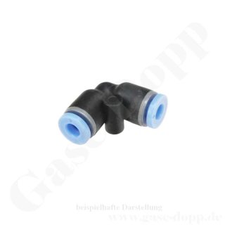 L-Steckverbindung Ø 10 mm - max. 10 bar - Blaue Serie für Schlauch AD Ø 10 mm - Kunststoff / Messing vernickelt