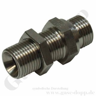 Doppelnippel G 1/4" AG x G 1/4" AG - Schottverschraubung - Länge xx mm - Einbau-Doppelnippel - 400 bar - Edelstahl