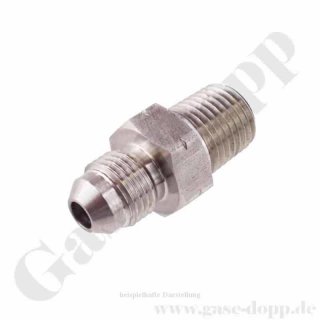 Doppelnippel 1/8" NPT AG x 9/16"-18 UNF AG - Adapter Dash 6AN male - 200 bar - Edelstahl - KRONTEC  919-1/8NPT-06SS