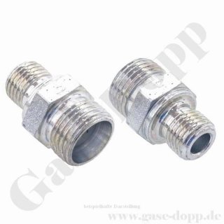 Doppelnippel L8 x G 1/2" - M14x1,5 AG x G 1/2" AG - 315 bar - Edelstahl