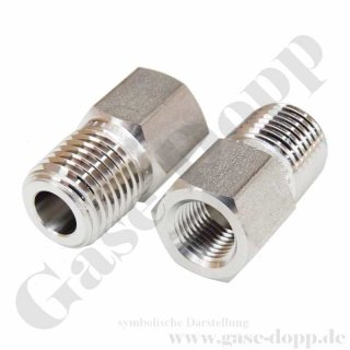 Reduzierung 1/4" NPT AG x G 1/4" IG - 450 bar - Stahl