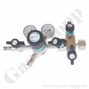 Flaschendruckminderer Chlor Chlorgas - 12 bar 1-stufig bis 2,0 bar regelbar - Anschluss W 1" DIN 477-1 Nr.8 - Ausgang 6mm KRV mit Absperrventil - Fremdgasspülung - FKM - 3 m³/h - Edelstahl 6.0 - GCE Druva - CSLLESJ