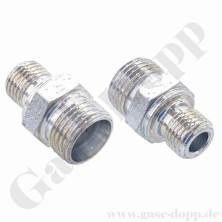 Doppelnippel M22x1,5 AG x 3/4" NPT AG - L15  Einschraubstutzen gerade - 315 bar - Edelstahl