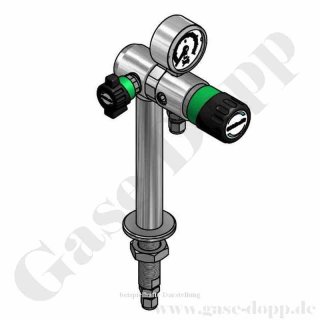 Labor Entnahmedruckminderer auf Standsäule mit Absperrventil - Messing verchromt - max. 40 bar / 0,5 - 10,5 bar regelbar - Eingang G 1/4" IG unten - Ausgang G 1/4" IG - GCE DRUVA EMD40041