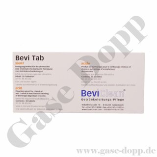 Bevi Tab Sauer - Reinigungs- u. Desinfektionsmittel zur chemischen Schankanlagenreinigung - 30 Tabletten - Orginal Pack