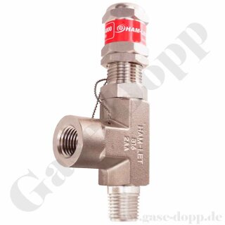 Sicherheitsüberdruckventil - eingestellter Ansprechdruck 320 bar - IN 1/4" NPT AG - OUT 1/4" NPT IG - Edelstahl