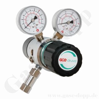 Reinstgasdruckminderer 200 bar - 0,5 bis 6 bar regelbar - 2-stufig - IN / OUT NPT 1/4" IG - 6 Port - Eingang Rechts - EPDM - Messing verchromt 6.0 - GCE Druva CPLHEDJ